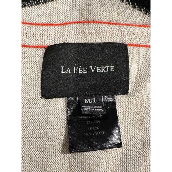 Anthropologie La Fee Verte Cardigan Color Block Sweater Orange Gold Black M/L - Picture 8 of 14